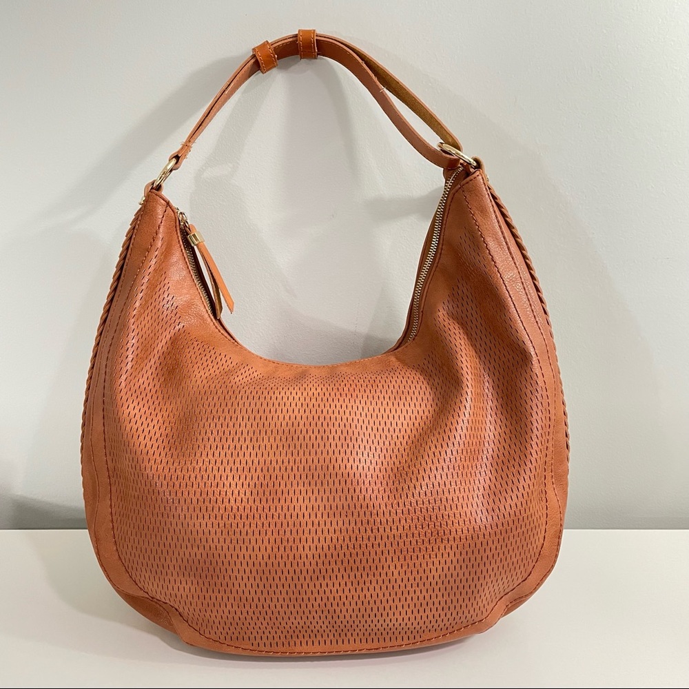 Faux leather camel color shoulder bag - Picture 4 of 14
